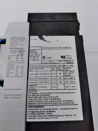 Eaton NZM N2 S125 Circuit Breaker, 600VAC/250VDC 125Amps W/Remote Operator 