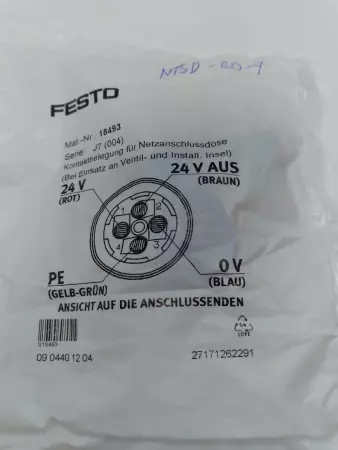 NEW FESTO NTSD-GD-9 PLUG SOCKET,  18493 