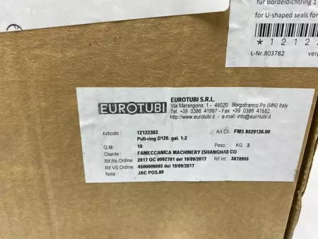 Jacob 12122383 Pull-Rings D 120mm, Wall Thickness 1-2mm, w/o Sealant Lot of 8