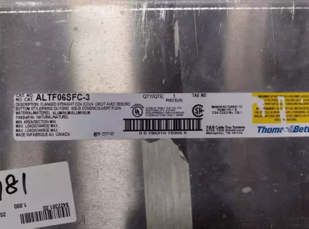  Thomas & Betts ALTC06V3W/ALTF06SFC3 40 1/4 INCHES 6INW CHNL TRAY W/COVER, 1.750