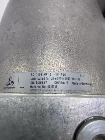 Alpha Wittestein SC-140S-MF1-2-1K1 Right Angle Gear Box, Ratio 2:1 