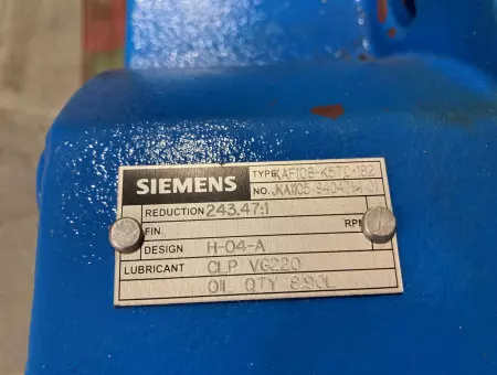 Siemens KAF108-K5TC-182 Gear Reducer 243.47:1 Ratio W/Stearns® Motor 