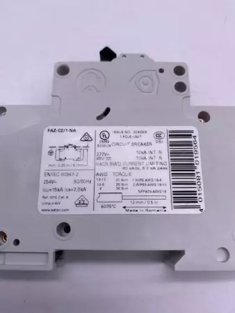 Eaton FAZ-C2/1-NA 1-Pole Circuit Breaker 277VAC/48VDC 2Amp 