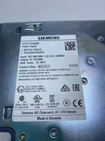  SIEMENS 6EP1437-3BA10 SITOP PSU8200 POWER SUPPLY 