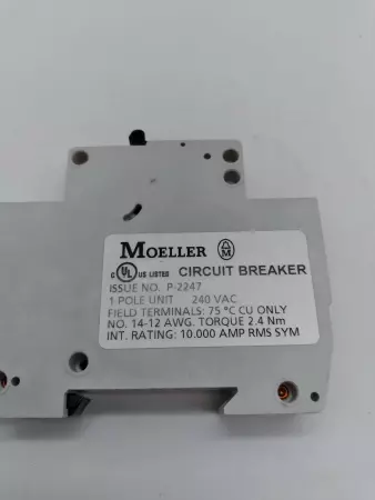  Moeller FAZ-C0.5-NA CIRCUIT BREAKER 5 AMP 1POLE 240 VAC 