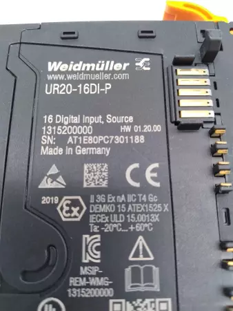 WEIDMULLER UR20-16DI-P TESTED REMOTE I/O MODULE IP20 DIGITAL SIGNALS INPUT 16-C