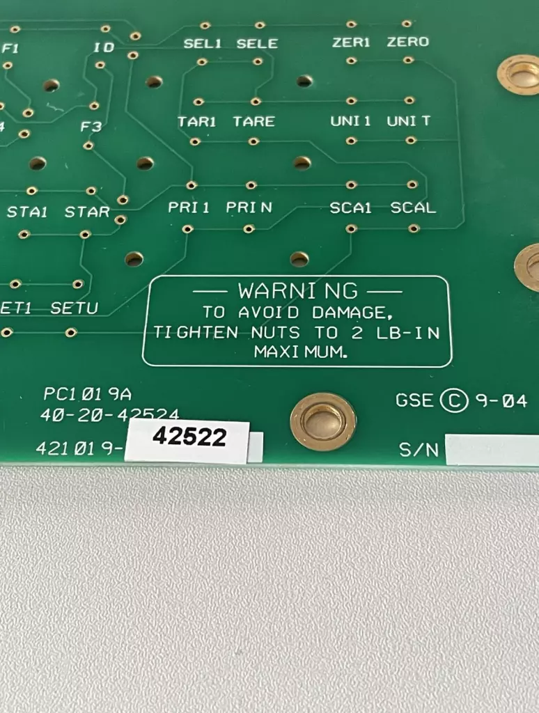 GSE PC1019A Keypad Circuit Board 40-20-42524 