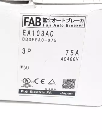 Fuji EA103AC Circuit Breaker 220VAC 75A 3P 