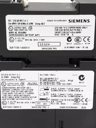 Siemens 3UF7000-1A800-0G/070525 Motor Protection Module Simocode Pro C 