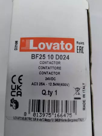 Lovato BF2510D024 Contactor Control Relay 24VDC Coil 