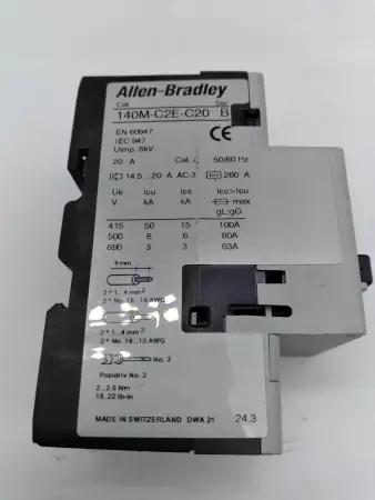  Allen-Bradley 140M-C2E-C20 SER.B CIRCUIT BREAKER MOTOR PROTECTION TESTED 