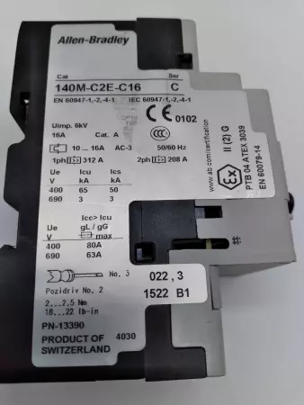  Allen-Bradley 140M-C2E-C16 Motor Protection Circuit Breaker 10-16 A, Frame C, C