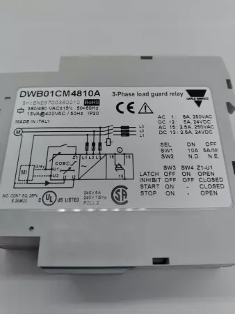 NEW Carlo Gavazzi DWB01CM4810A 3-Phase Load Guard Relay 