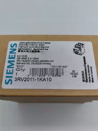 Siemens 3RV2011-KA10 Circuit-Breaker Screw Connection 9-12.5A 