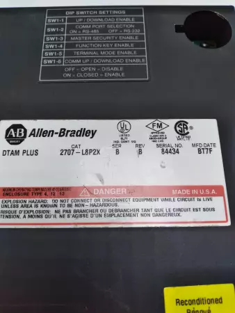 Allen-Bradley 2707-L8P2X SER.B DTAM Plus Operator Interface Terminal 