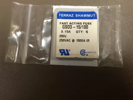 NEW FERRAZ SHAWMUT GSD3-15-100 250V 3-15/100A 5X20MM FA FUSES Lot of 5