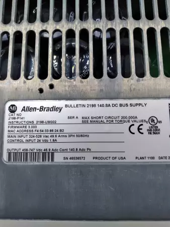 Allen-Bradley 2198-P141 SER.A Kinetix 5700 DC Bus Power Supply 31kW 