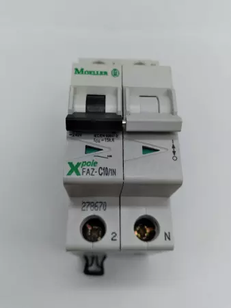  Moeller FAZ-C10/1N 2-Pole Circuit Breaker 277/480VAC 10Amp 