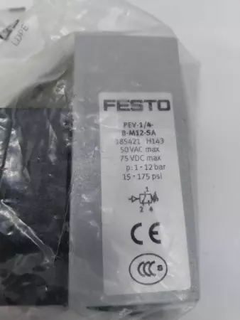 Festo PEV-1/4-B-M12-SA 185421 Pressure Switch 15-175 Psi 