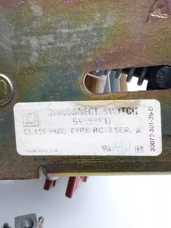 Square D RC-3 SER.A Class 9422 Disconnect Switch 