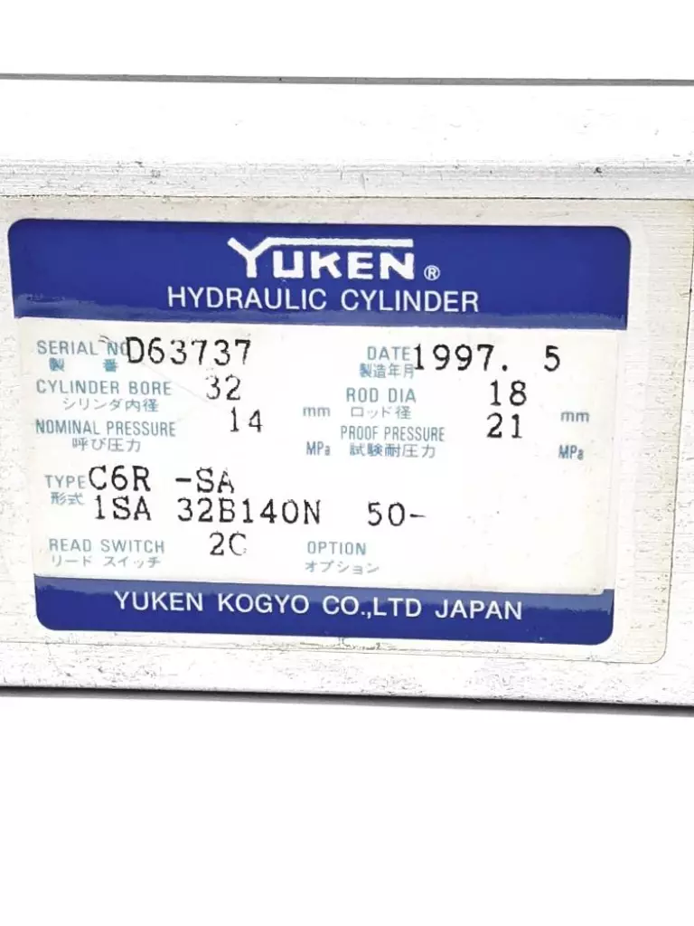 Yuken C6R-SA 1SA32B140N50 Hydraulic Cylinder, 32mm Bore 50mm Stroke 
