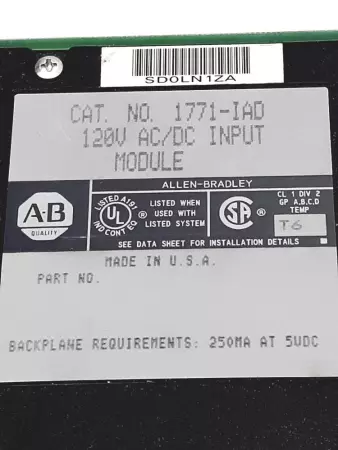 Allen-Bradley 1771-IAD AC/DC Input Module 120V 