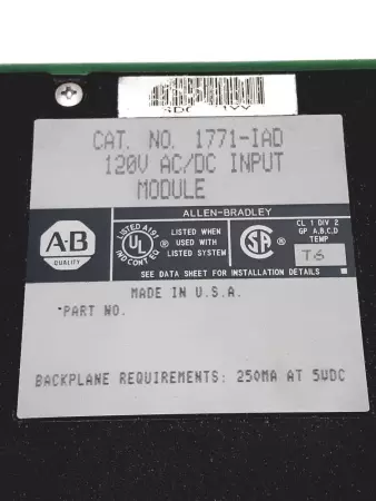 Allen-Bradley 1771-IAD AC/DC Input Module 120V 