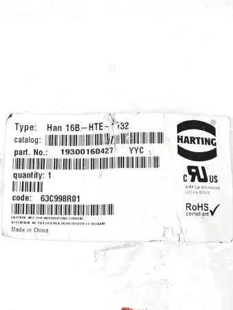 Harting 16B-HTE-M32 Han Wire Connector Box 