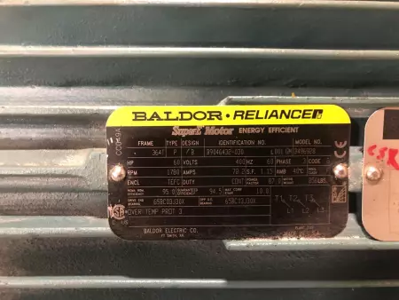 Baldor/Reliance B496928 SuperE 3-Phase Motor, 60HP Frame 364T 