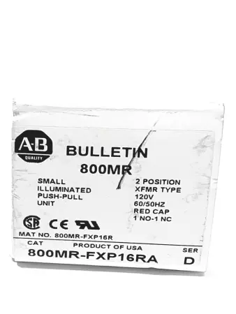 Allen-Bradley 800MR-FXP16RA Push/Pull Button Iluminated Mushroom Head 110-120VAC