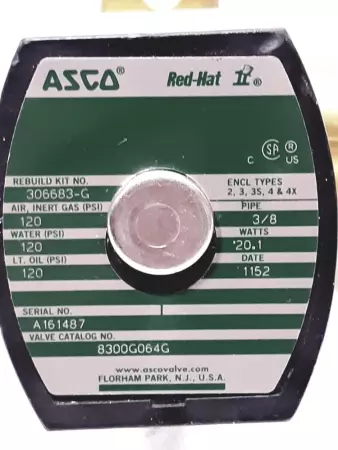 Asco 306683-G Red-Hat Valve 120Psi 20.1W 3/8