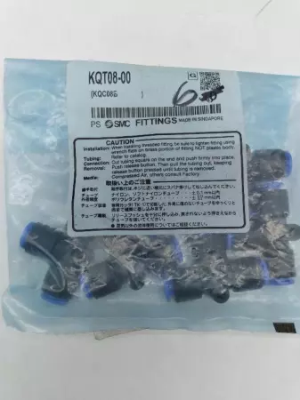 NEW SMC KQT08-00 Push-In 90 Degree Connector Lot of 6