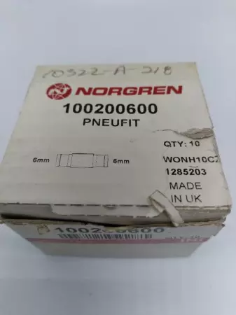 Norgren 100200600 Pneu Fitting 6mm Lot of 10