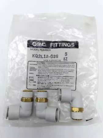 NEW SMC KQ2L12-03S Male Elbow Push-in Fitting Lot of 3