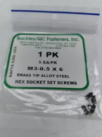 NEW Buckley/QC Fasteners M3-0.5 X 6 Brass Tip ST Steel Hex Socket Set Screws Lot