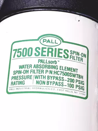 Pall HH7500A16WTSASL Hydraulic 7500 Spin-On Filter Assembly 