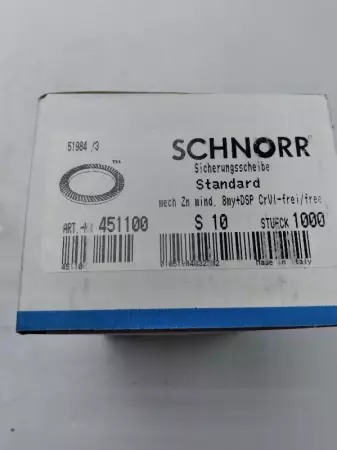 Schnorr 451100 Type S Safety Lock Washer Box of 1000 