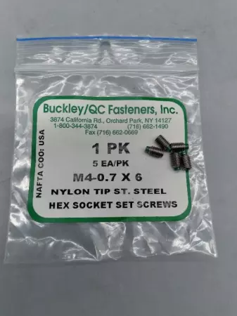 NEW Buckley/QC Fasteners M4-0.7X6 Nylon Tip St. Steel Hex Socket Lot of 5