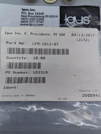 NEW Igus LFM-1012-07 Iglide Sleeve Bearing With Flange Lot of 3