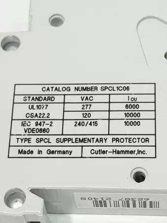 Cutler-Hammer SPCL1C06 Circuit Breaker 240-415VAC  6Amp 