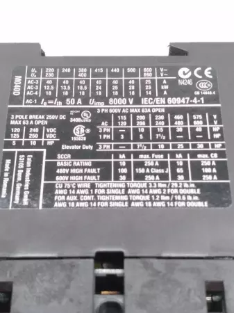  Eaton DIL M40-XTCE040D Motor Starter Contactor with DIL M150-XHIC22 Auxiliary C