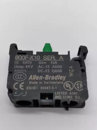  Allen-Bradley 800F-X10 Contact Block for Pushbutton 690VAC 