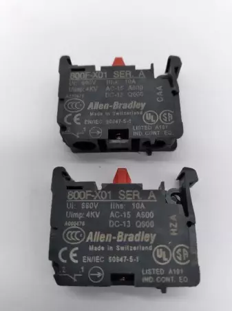 Allen-Bradley 800F-X01 SER.A Contact Block for Pushbutton 690VAC 10Amp Lot of 2