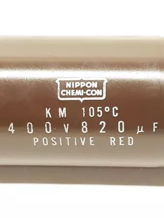 Nippon KM 105°C Positive Red Capacitor 400V 820uF 