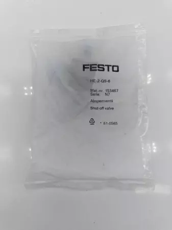 NEW Festo HE-2-QS-6 Quick Connector Shut-off Globe Valve 