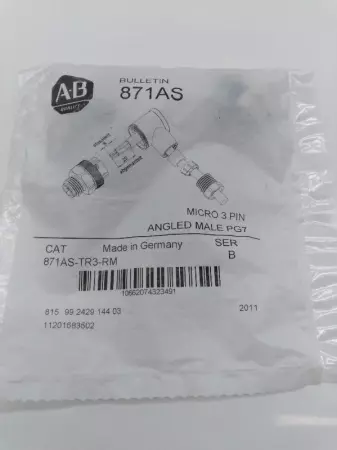 NEW Allen-Bradley 871AS-TR3-RM Female Right Angle 3-Pin 