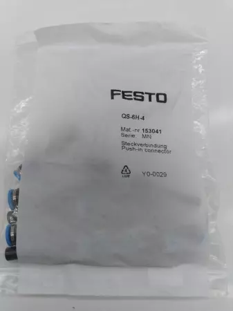 NEW Festo QS-6H-4 Push-In Connector Lot of 10