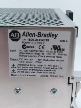 Allen-Bradley 1606-XLDNET8 SER. A PLC Power Supply In 100-240VAC Out 24VDC 