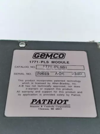 Gemco 1771-PLSB1 Patriot Programmable Controller 