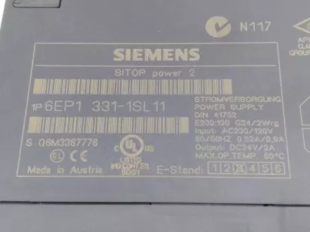  Siemens 6EP1 331-1SL11 Sitop P2 Power Supply TESTED/CLEANED/EXCELLENT 